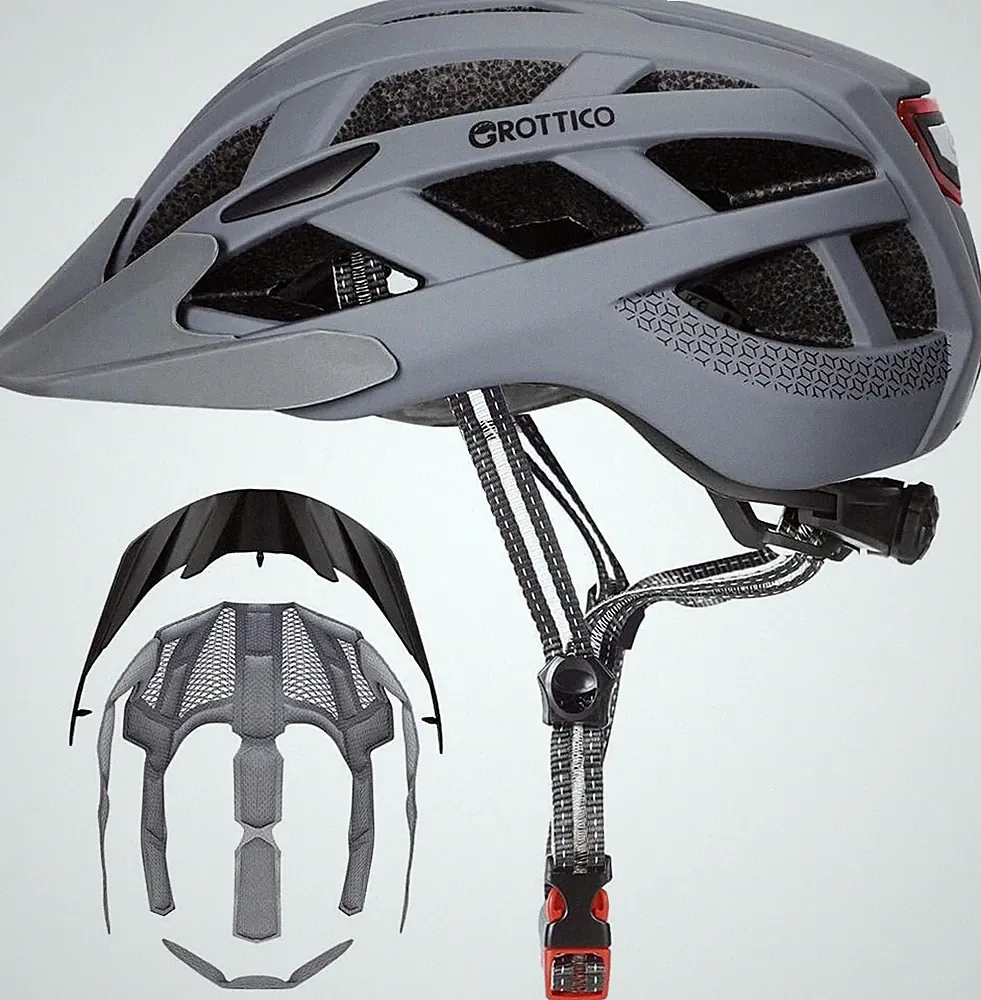 Adult-Men-Women Bike Helmet with Light - Mountain Road Bicycle Helmet SIZE L